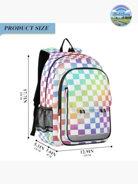Checkered Laptop Backpack with Compartments Large Capacity Travel Daypack main image 4